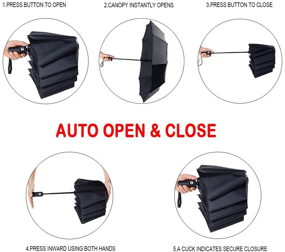 custom logo 10 rib 23 inch auto open close umbrella