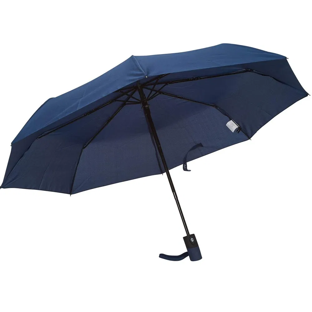 blue nylon automatic compact folding umbrella for outdoor promotion