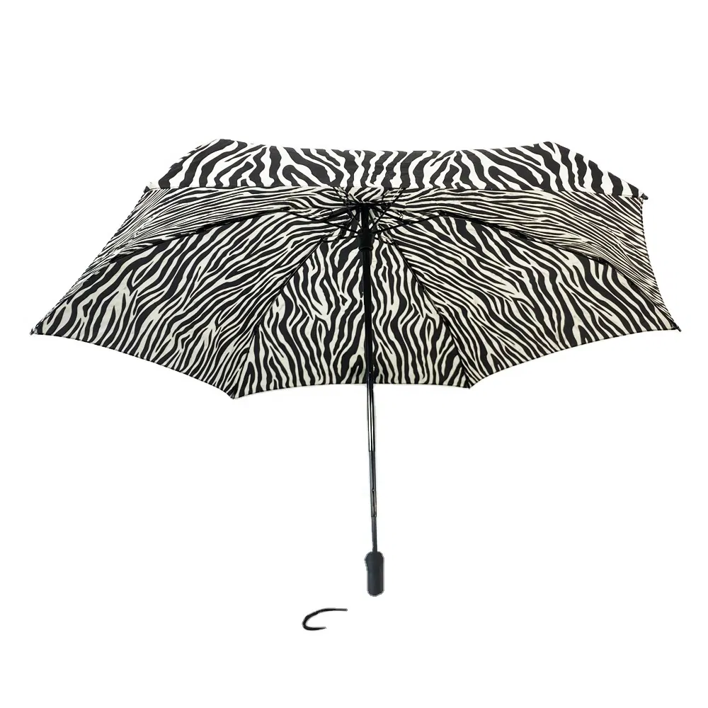 stylish zebra print umbrella with unique handle for women