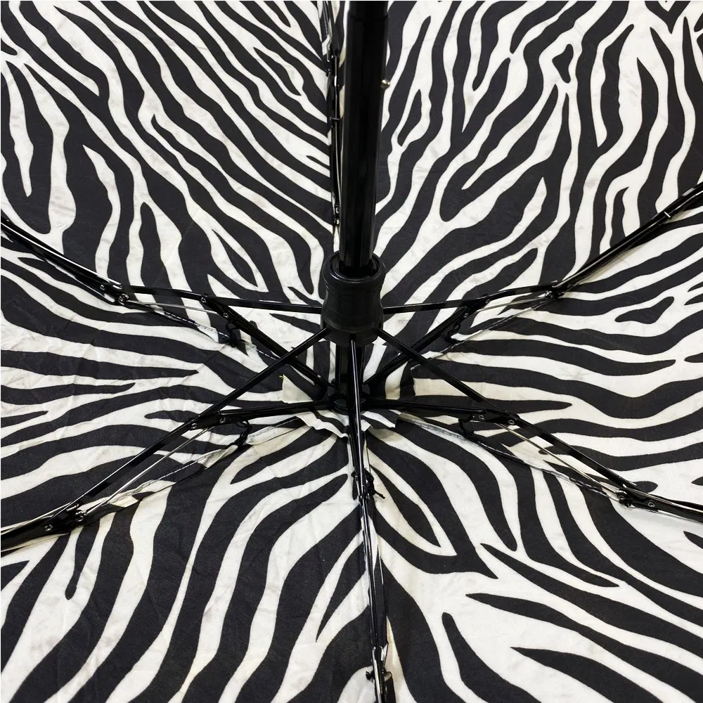 stylish zebra print umbrella with unique handle for women