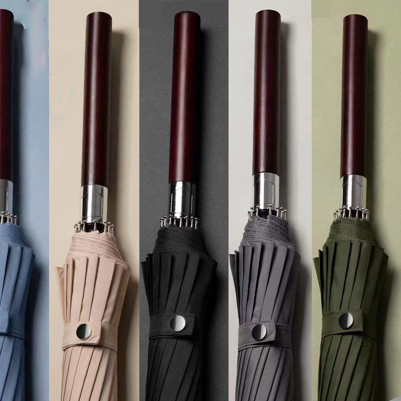 custom golf umbrellas: 210t solid wood handle wholesale