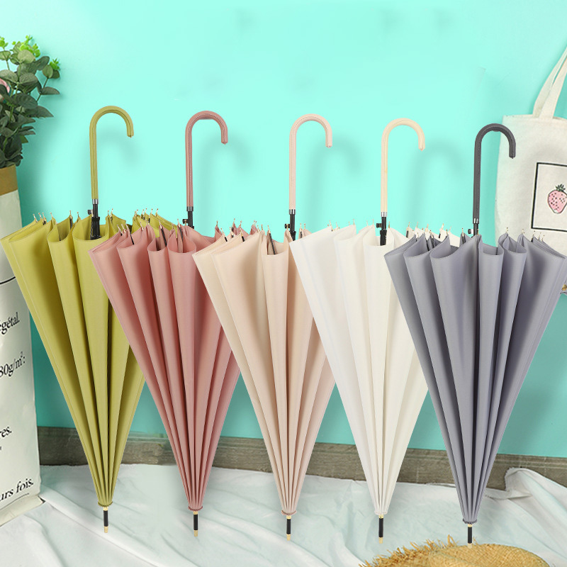 custom windproof umbrellas: long handle 16 rib wholesale manufacturers