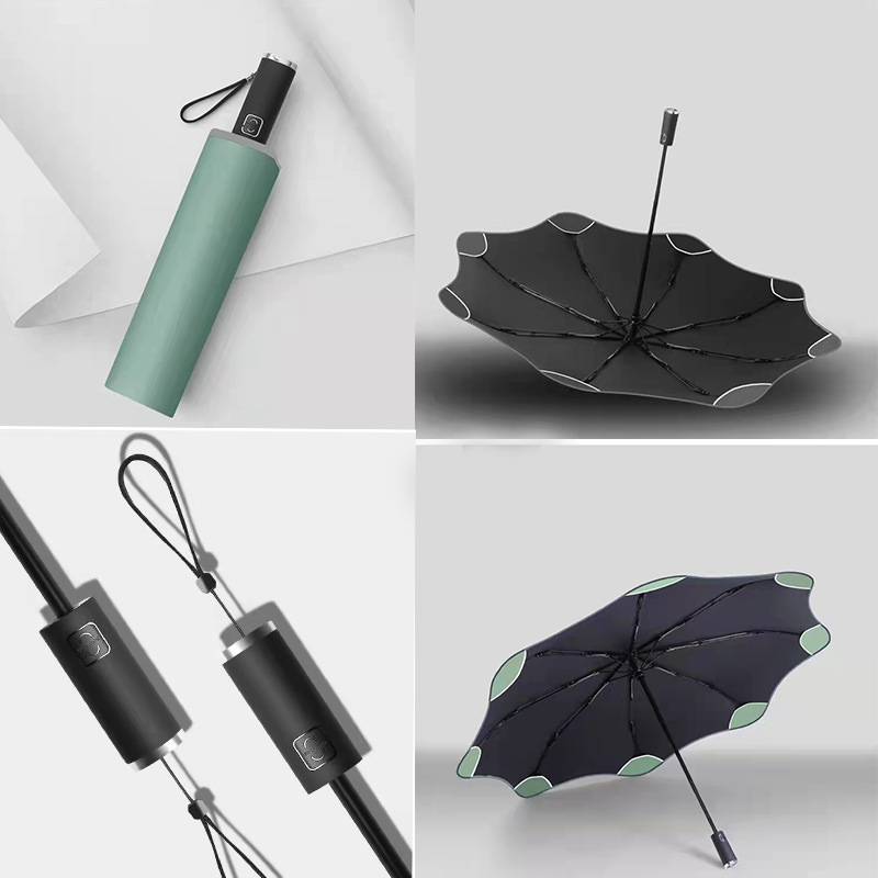 custom logo 8 rib 3 fold auto open close umbrellas wholesale