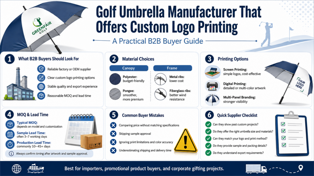 golf umbrella manufacturer with custom logo printing b2b buyer’s sourcing guide